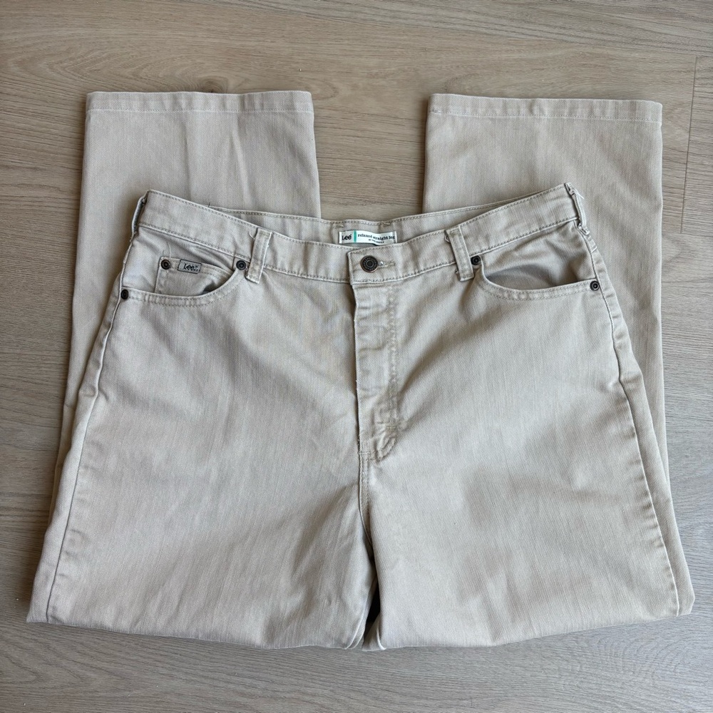 90s Vintage Lee Relaxed Straight Leg Khaki Denim Jeans size 14L